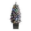Homplanti 3' Flocked Xmas Tree W/127 Tips & 20 Globe Lights In Plntr