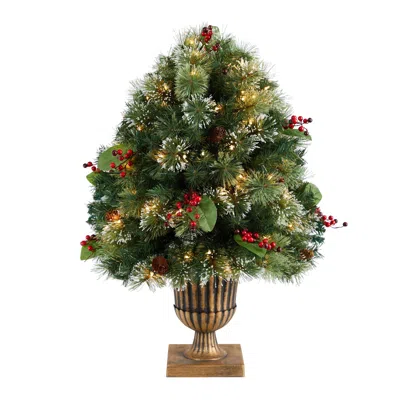 Homplanti 3 Ft. Evergreens In Urn With Lights / 264 Tips & 100 Lights