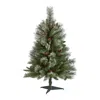 Homplanti 3' Snowed French Pine Xmas Tree W/135 Tips And Pine Cones