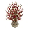 Homplanti 30" Cherry Blossom Arrangement In Vase With Gold Trimming