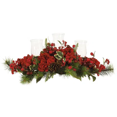 Homplanti 30" Holiday Hydrangea Candelabrum In Red