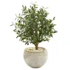 Homplanti 31" Olive Artificial Tree In Bowl Planter