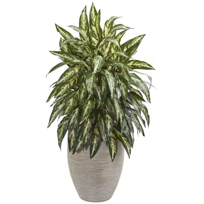 Homplanti 33" Aglonema Artificial Plant In Sand Colored Planter