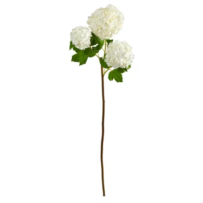 Homplanti 33" Snowball Hydrangea Artificial Flower (set Of 2) In White
