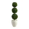 Homplanti 3.5' Boxwood Triple Ball Topiary Tree In White Planter