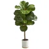 Homplanti 3.5' Fiddle Leaf Artificial Tree In White Ceramic Planter