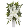 Homplanti 35" Gladiolas & Fern Artificial Arrangement In White Vase