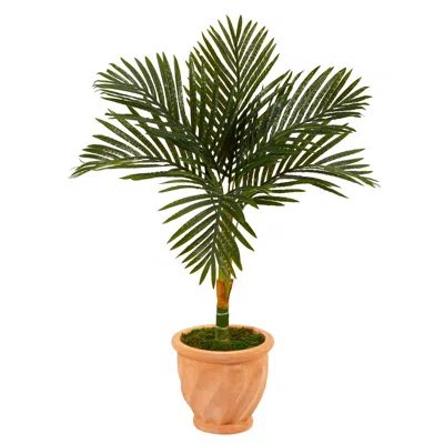 Homplanti 3.5' Golden Cane Artificial Palm Tree In Terra-cotta Planter