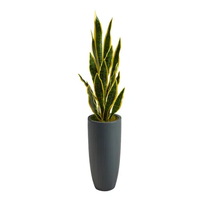 Homplanti 3.5' Sansevieria Artificial Plant In Gray Planter