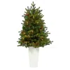 Homplanti 3'.5 Yukon Fir Xmas Tree W/50 Clear Lights In White Planter