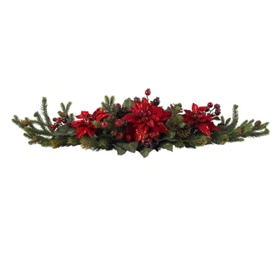 Homplanti 36" Poinsettia & Berry Centerpiece