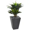 Homplanti 37" Double Agave Succulent Artificial Plant In Slate Planter