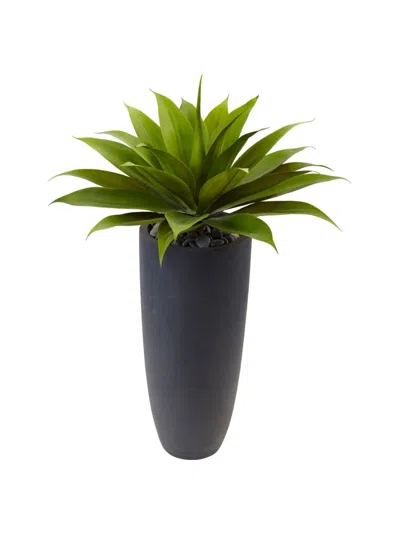 Homplanti 38" Agave In Gray Cylinder Planter In Green