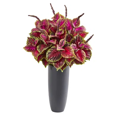 Homplanti 39" Coleus Artificial Plant In Gray Planter