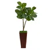 Homplanti 39" Fiddle Leaf Fig Artificial Tree In Bamboo Planter