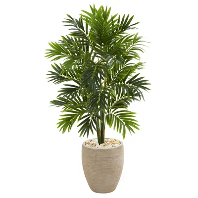 Homplanti 4' Areca Artificial Palm Tree In Sand Colored Planter