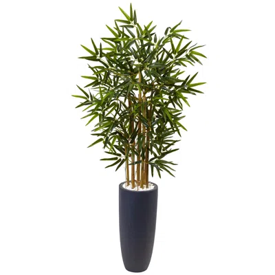 Homplanti 4' Bamboo Tree In Gray Cylinder Planter