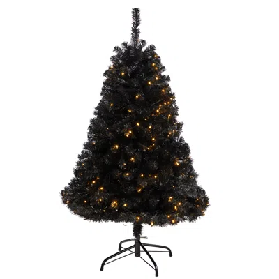 Homplanti 4' Black Artificial Christmas Tree With 170 Clear Led Lights