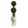 Homplanti 4' Boxwood Double Ball Topiary Tree In Planter With Stand