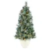 Homplanti 4' Brit Columbia Pine Xmas Tree W/100 Light In White Planter