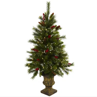 Homplanti 4' Christmas Tree W/urn Ber & Con 100 Led Lights & 208 Tips In Green