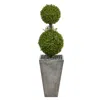 Homplanti 4' Double Boxwood Topiary Artificial Tree In Cement Planter