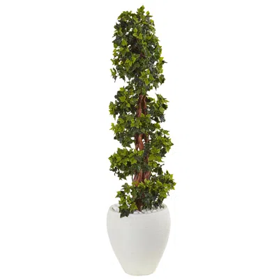 Homplanti 4' English Ivy Tree In Planter Uv Resist (indoor/outdoor) In Blue