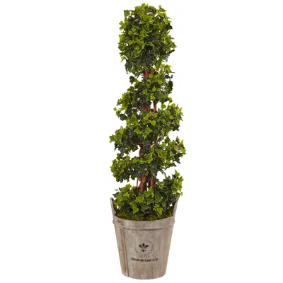 Homplanti 4' English Ivy Tree In Planter Uv Resist (indoor/outdoor) In Gray