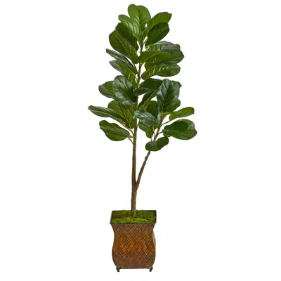 Homplanti 4' Fiddle Leaf Fig Artificial Tree In Metal Planter