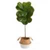 Homplanti 4' Fiddle Leaf Tree In Handmade White Cotton & Jute Planter