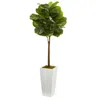 Homplanti 4' Fiddle Leaf Tree In White Tower Planter