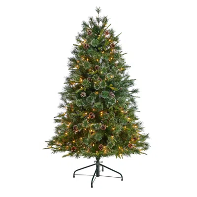 Homplanti 4' Snow Tipped Clermont Xmas Tree W/200 Lights & 588 Tips In Green