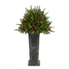 Homplanti 4' Xmas Plant Glittered On Pedestal W/150 Multicolored Leds
