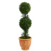 Homplanti 40" Boxwood Double Ball Topiary Tree In Terra-cotta Planter