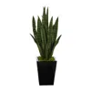Homplanti 40" Sansevieria Artificial Plant In Black Metal Planter