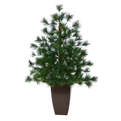 Homplanti 40" Yukon Mixed Pine Christmas Tree In Bronze Planter