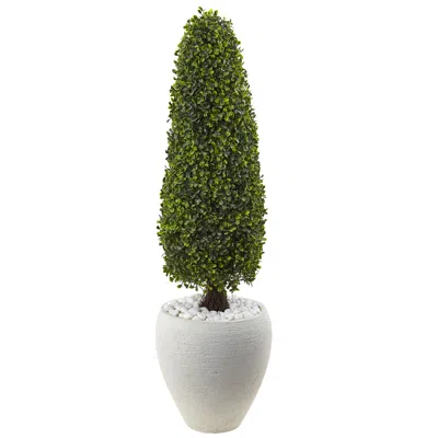 Homplanti 41" Boxwood Top With White Planter Uv Rest (indoor/outdoor)