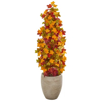 Homplanti 42" Autumn Maple Artificial Tree In Sand Colored Planter