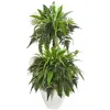 Homplanti 44" Mixed Greens And Fern Artificial Plant In White Planter