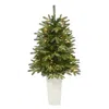 Homplanti 44" Snowed Teton Fir Xmas Tree With 50 Lights In Red Planter