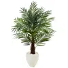 HOMPLANTI 4.5' ARECA PALM TREE IN WHITE OVAL PLANTER
