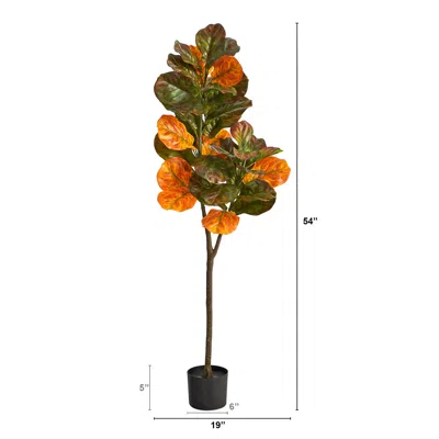 Homplanti 4.5' Autumn Fiddle Leaf Artificial Fall Tree