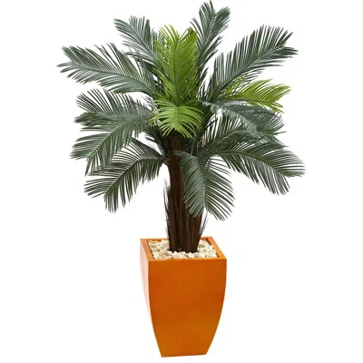 Homplanti 4.5' Cycas Tree In Orange Planter Uv Res(indoor/outdoor)