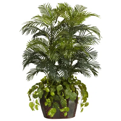 Homplanti 4.5' Double Areca W/vase & Pothos Silk Plant