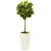 Homplanti 4.5' Fiddle Leaf Fig In White Planter (real Touch)