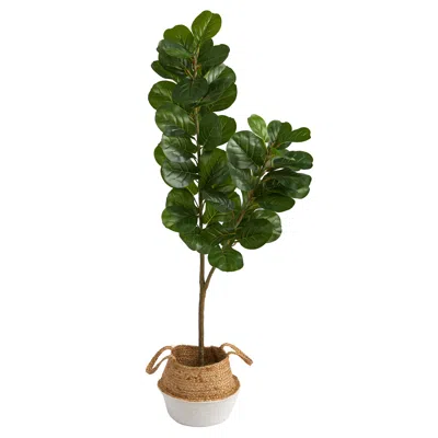Homplanti 4.5' Fiddle Leaf Fig Tree In Handmade Cotton & Jute Planter