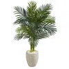 Homplanti 4.5' Golden Cane Palm Artificial Tree In Oval Planter