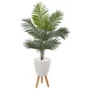 Homplanti 4.5' Kentia Artificial Palm Tree In White Planter With Legs