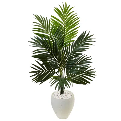 Homplanti 4.5' Kentia Palm Tree In White Oval Planter
