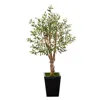 Homplanti 4.5' Olive Artificial Tree In Black Metal Planter